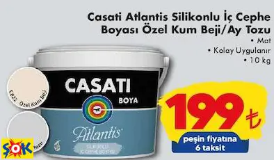 CASATİ ATLANTİS SİLİKONLU İÇ CEPHE BOYASI ÖZEL KUM BEJİ/AY TOZU CASATİ ATLANTİS SİLİKONLU İÇ CEPHE BOYASI ÖZEL KUM BEJİ/AY TOZU